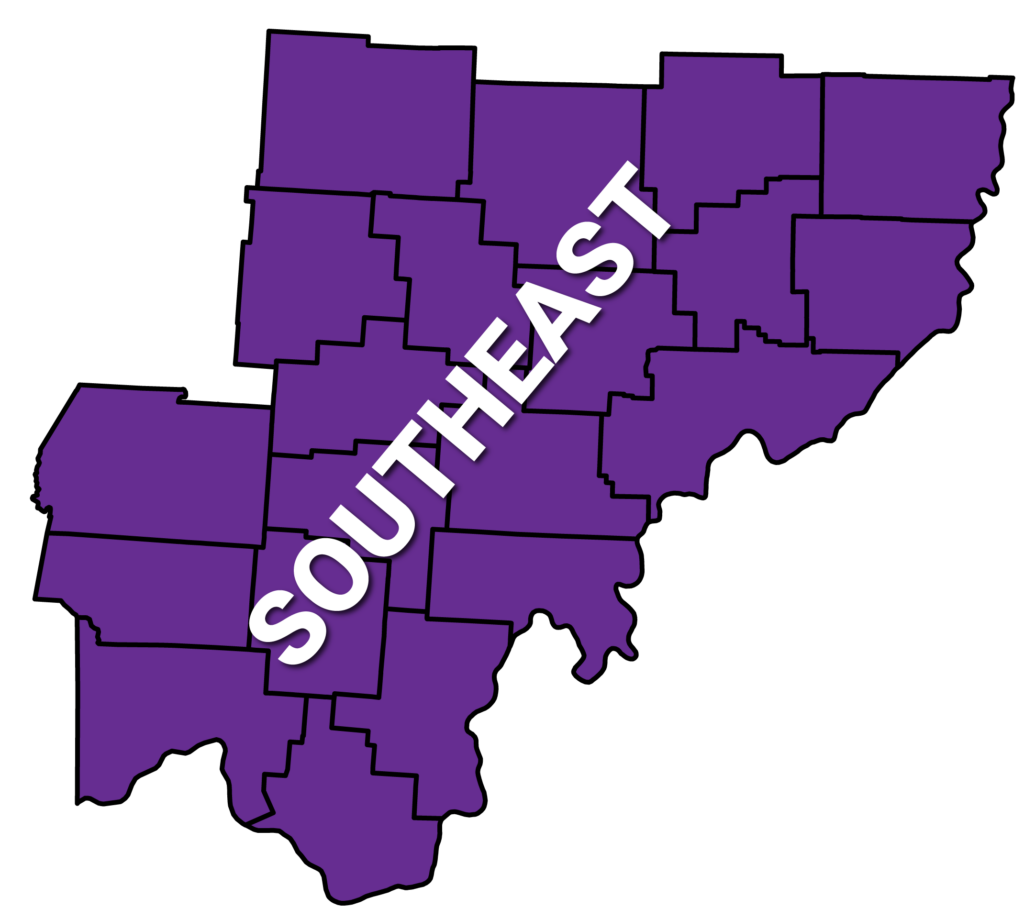 A map picture of Southeast Ohio